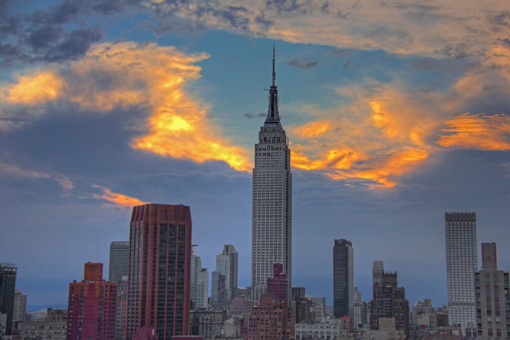 The Empire State Building rising above the Manhattan skyline