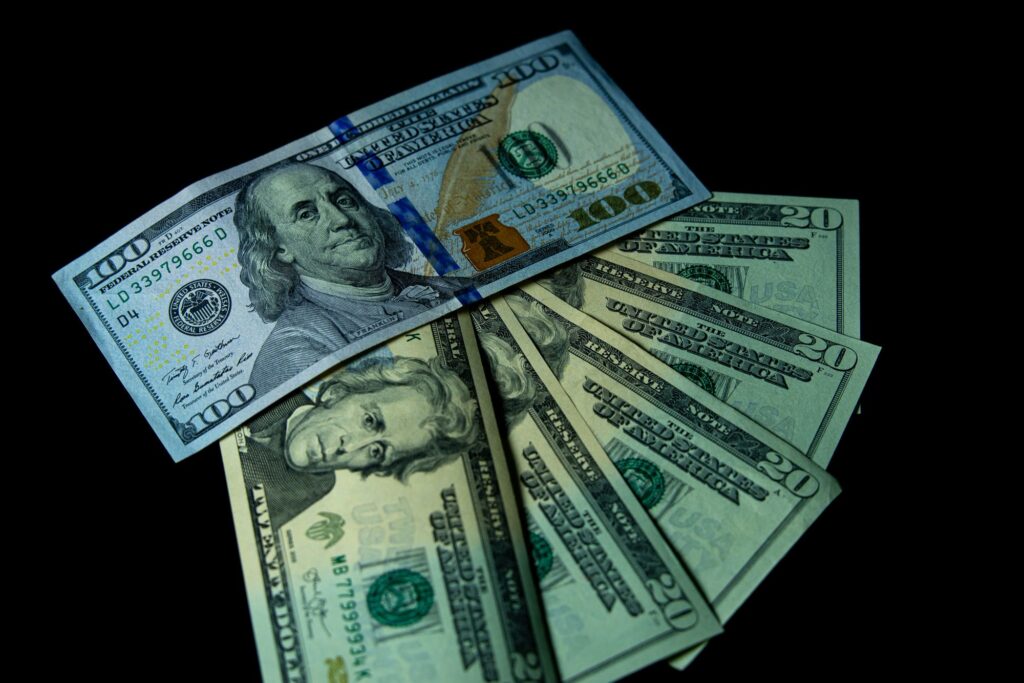 US dollar bills in several denominations