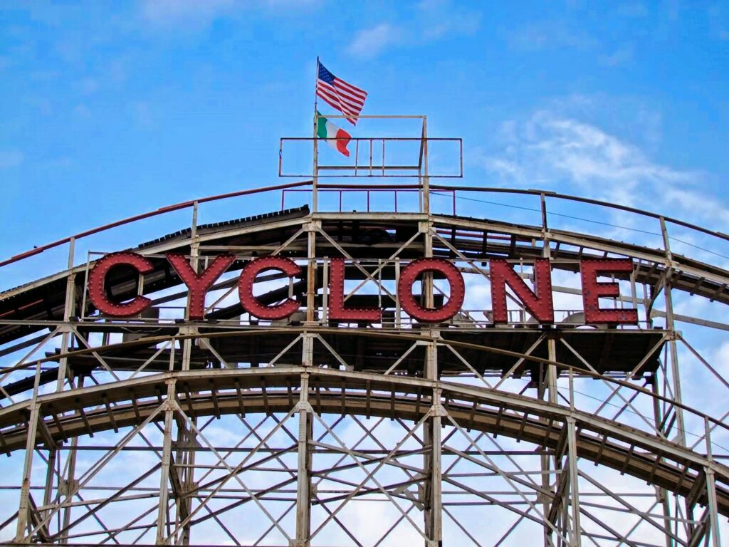 The Cyclone roller coaster at Coney Island, Brooklyn