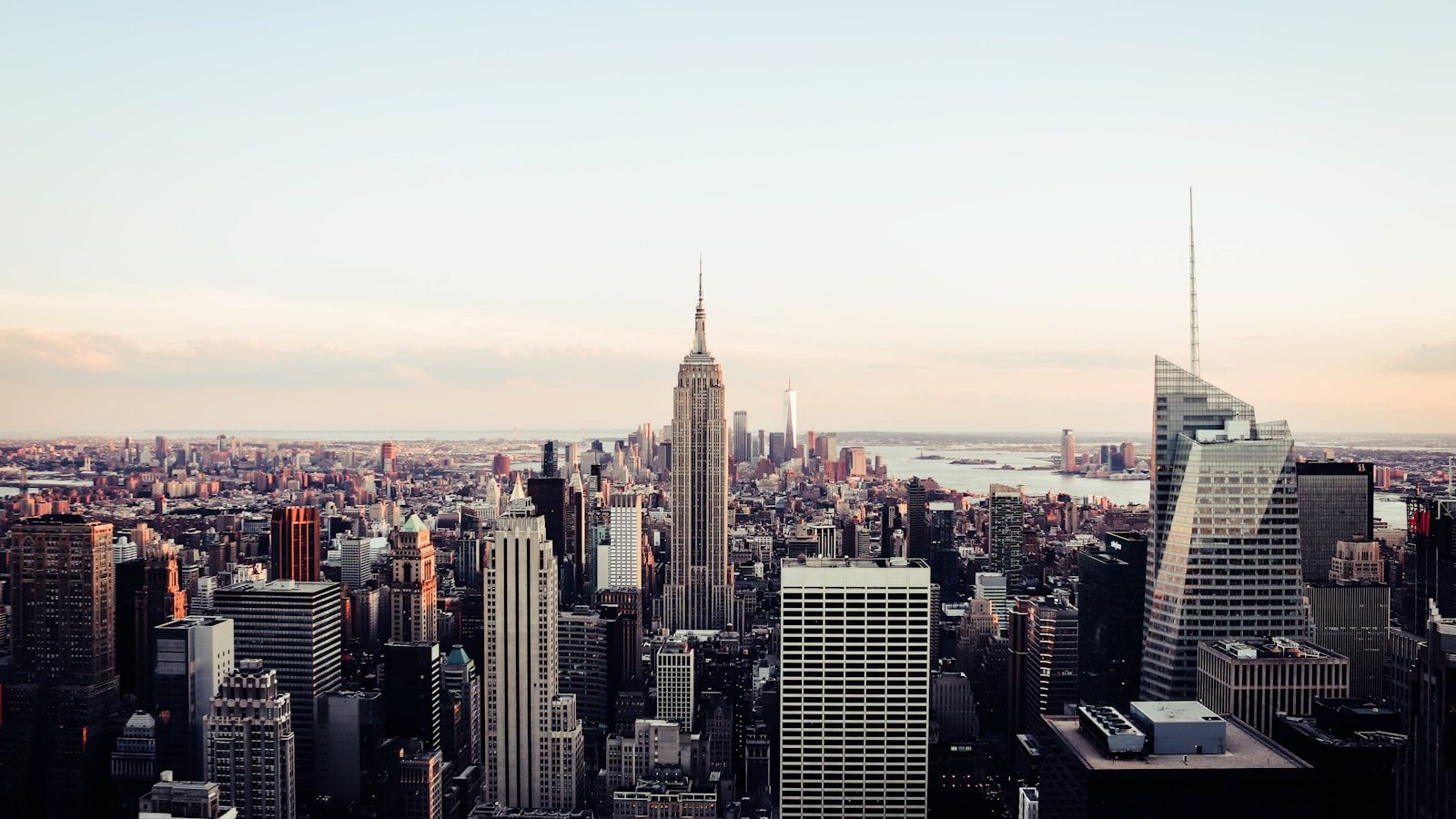 New York City skyline with the Empire State Building at dusk