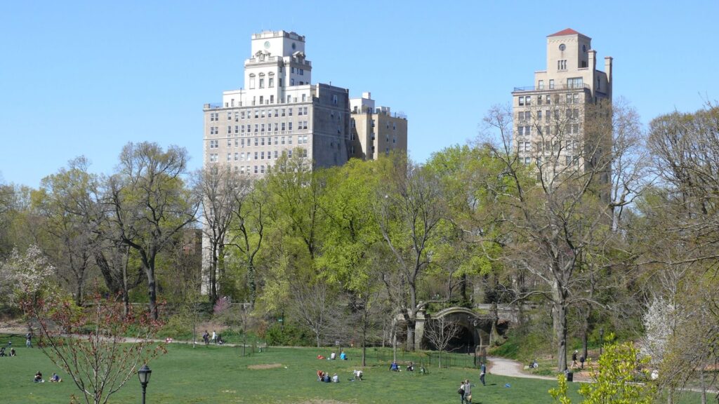 Prospect Park Brooklyn landscape view — the park designed by Frederick Law Olmsted