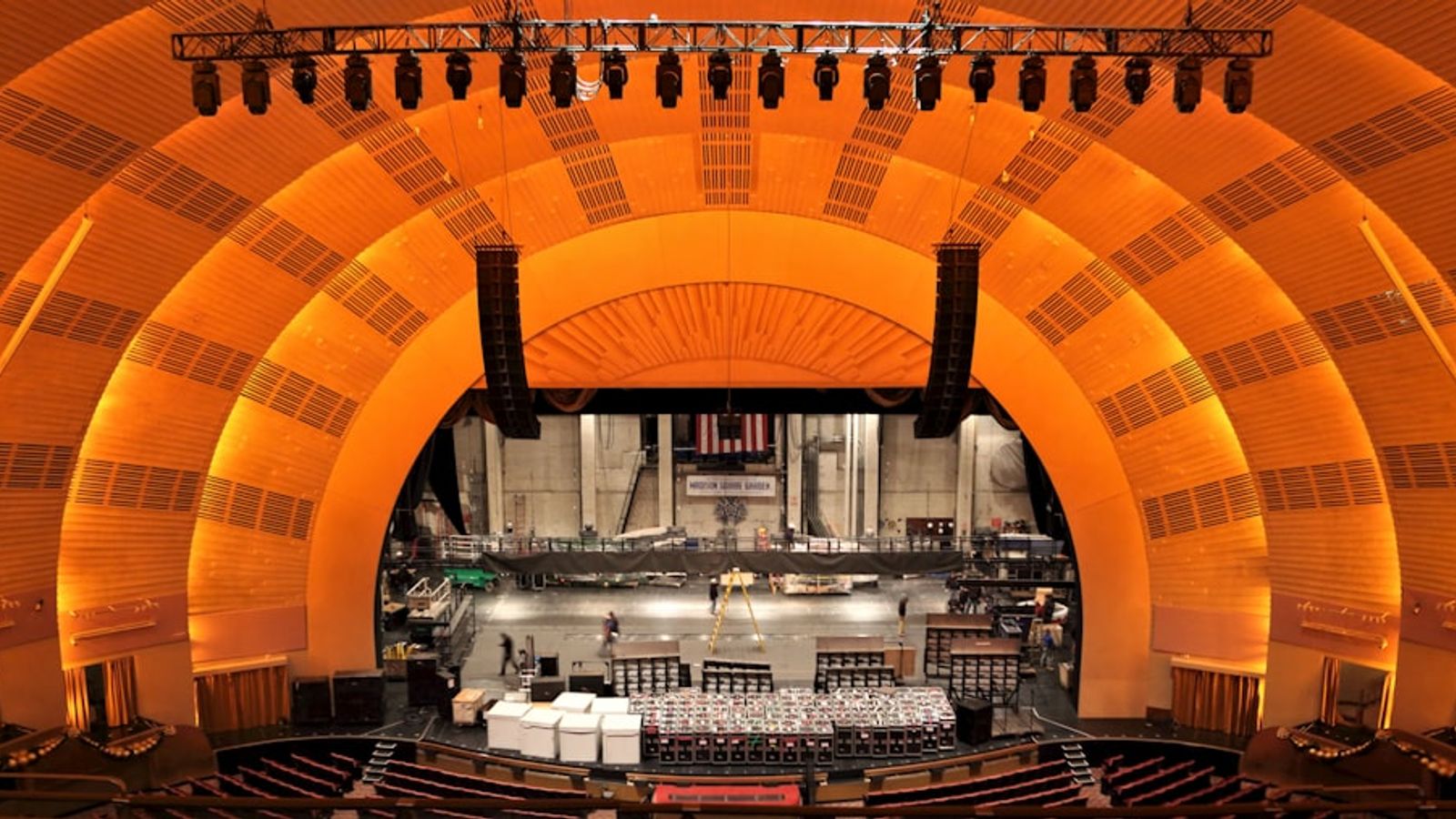 Interior of Radio City Music Hall showing the iconic Art Deco design in New York City