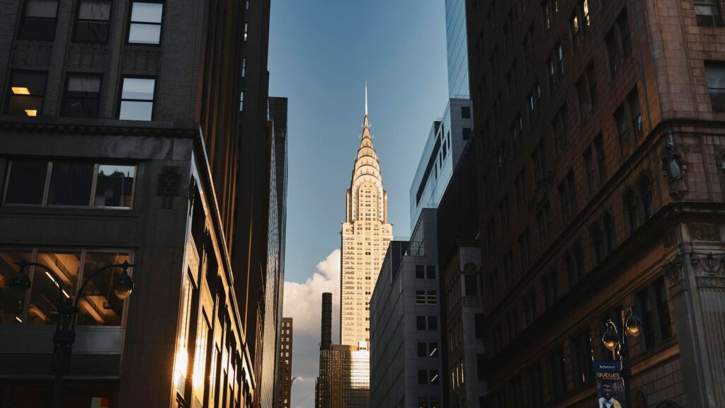The Chrysler Building rising above the Midtown Manhattan skyline in New York City