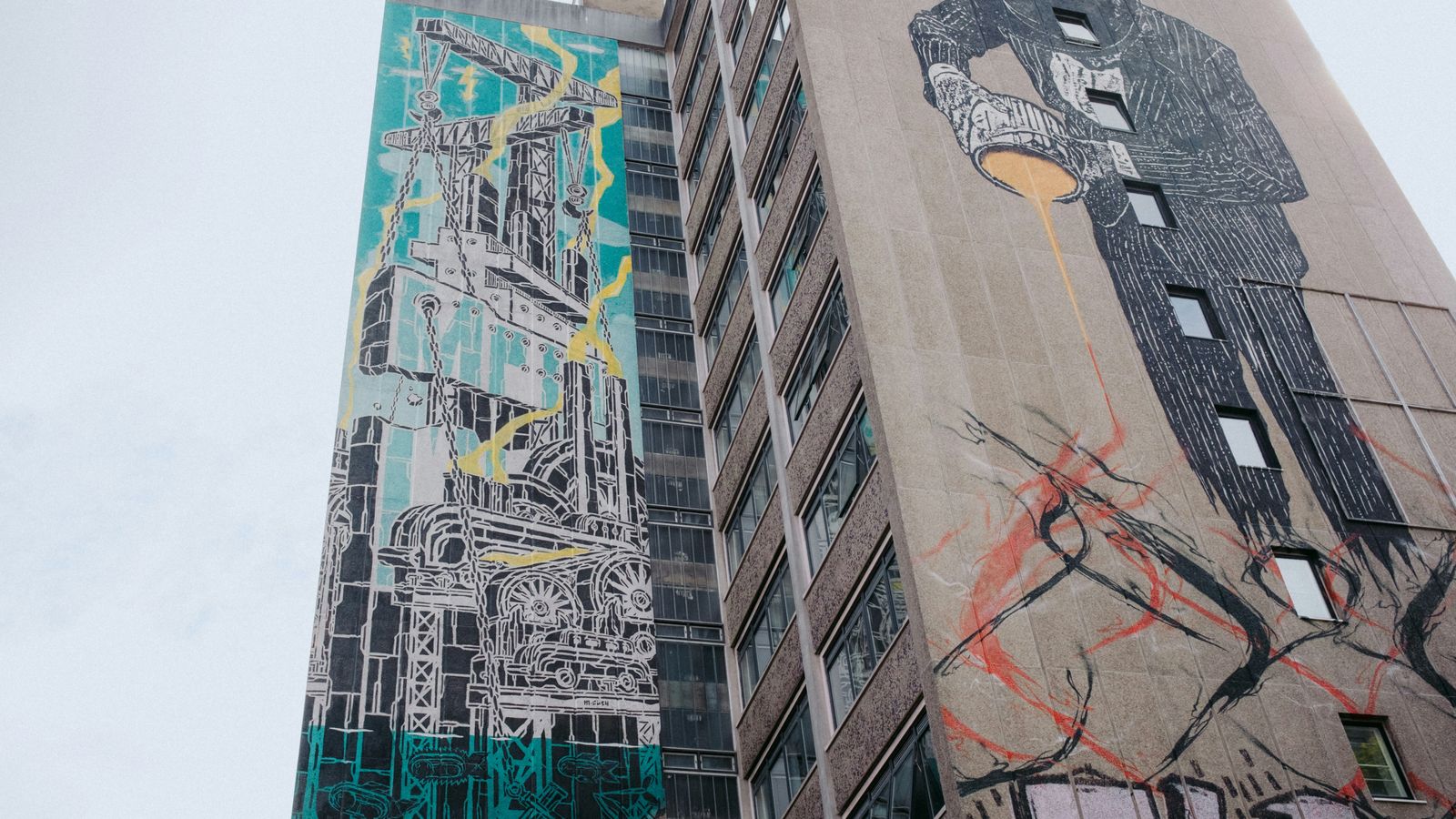 Colorful street art murals covering building walls in Bushwick, Brooklyn, New York