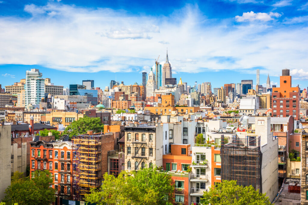 Rooftops of the Lower East Side looking toward Midtown Manhattan