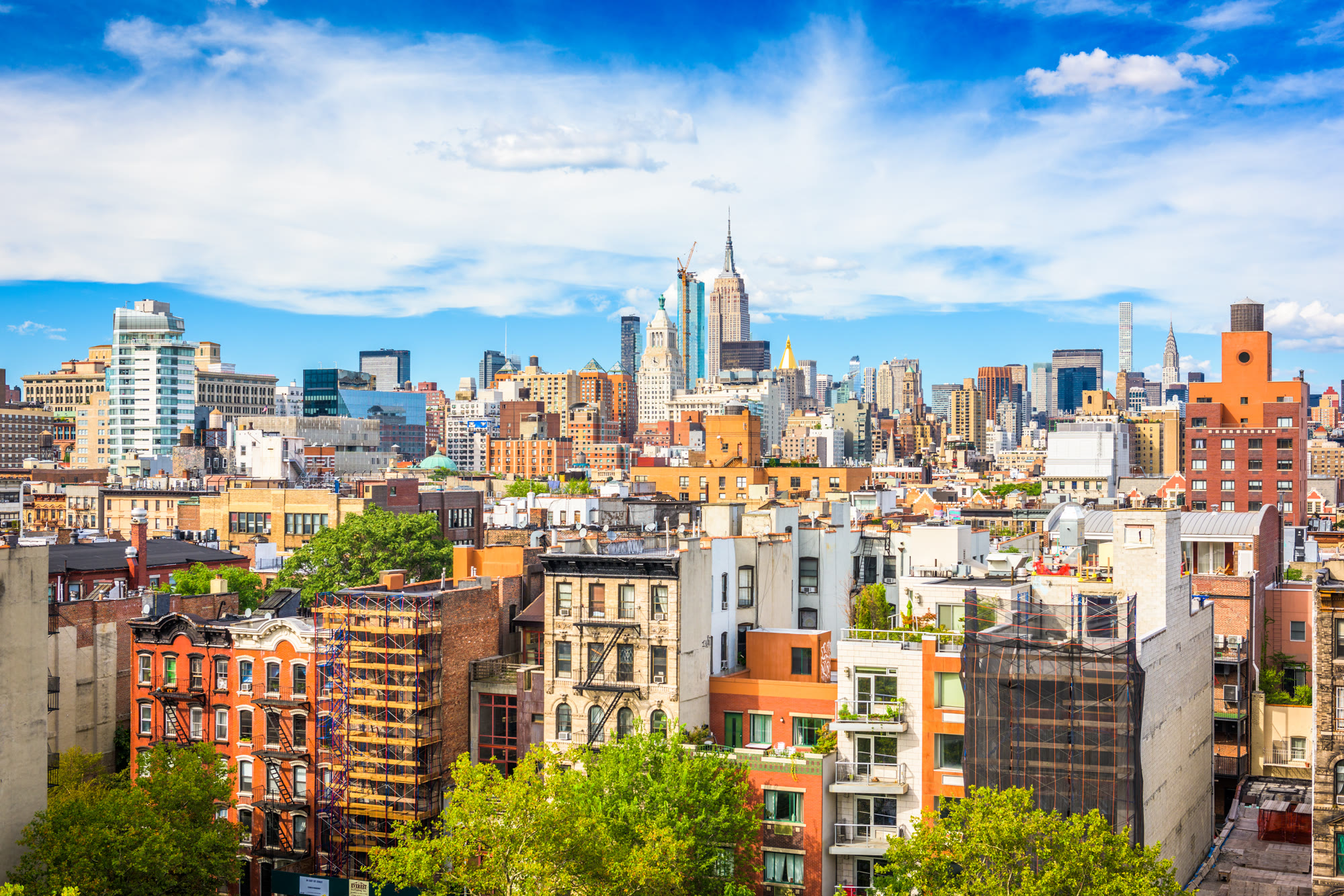 Rooftops of the Lower East Side looking toward Midtown Manhattan