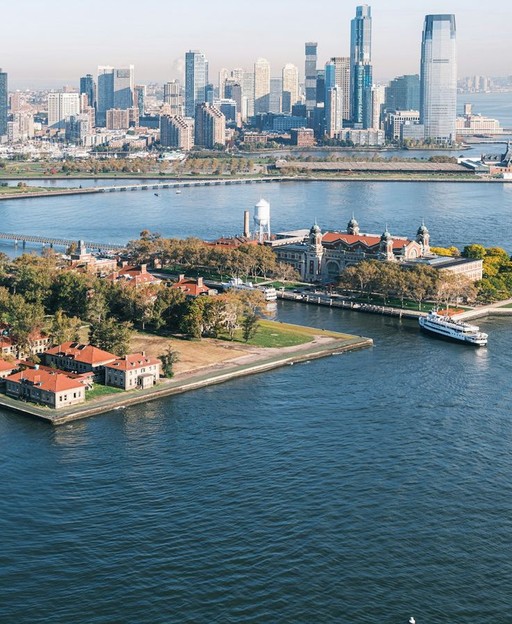 Ellis Island immigration hall in New York Harbour, gateway for millions of arriving immigrants