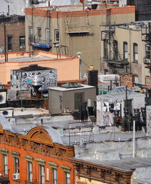 Rooftops of the Lower East Side of Manhattan, the neighbourhood where thousands of Irish immigrants built their new lives in 1900