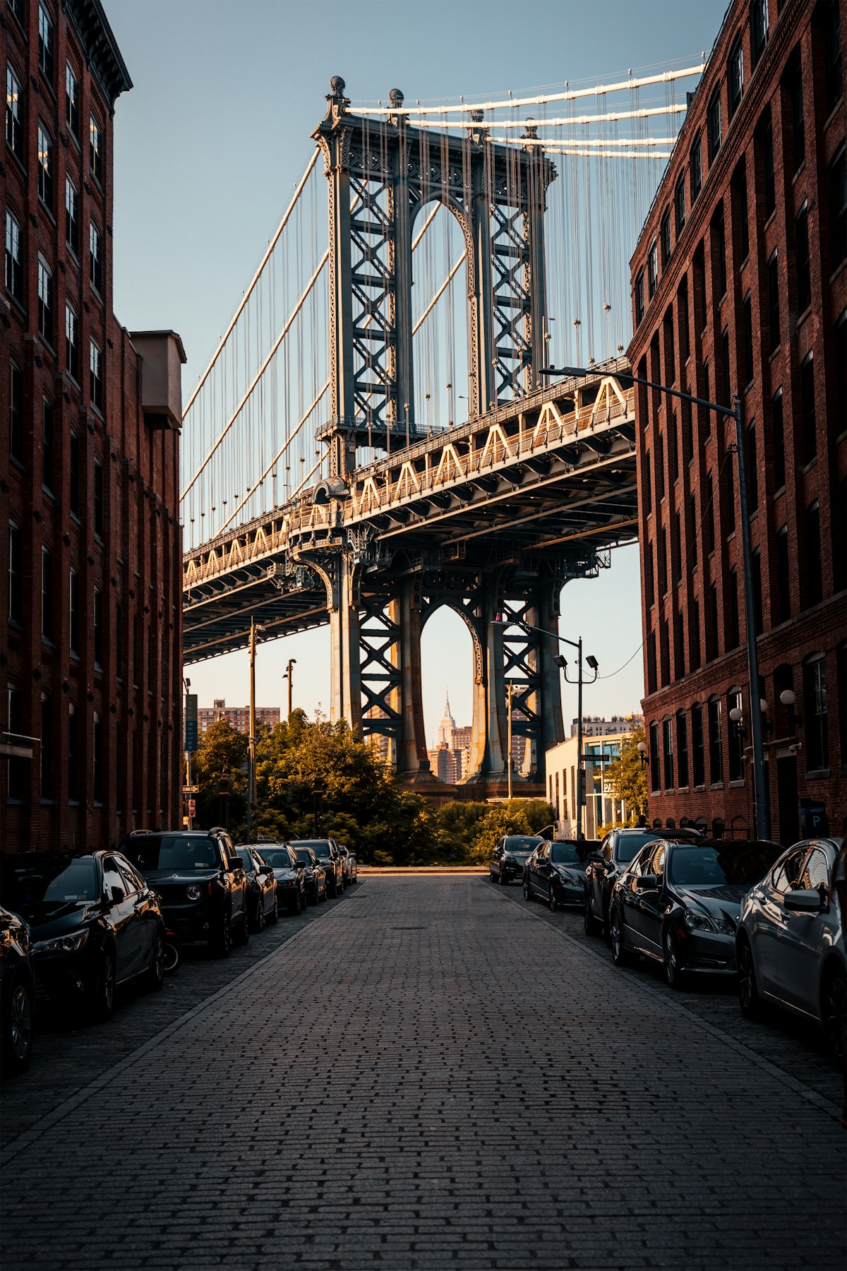 The Brooklyn Bridge and DUMBO waterfront, Brooklyn, New York