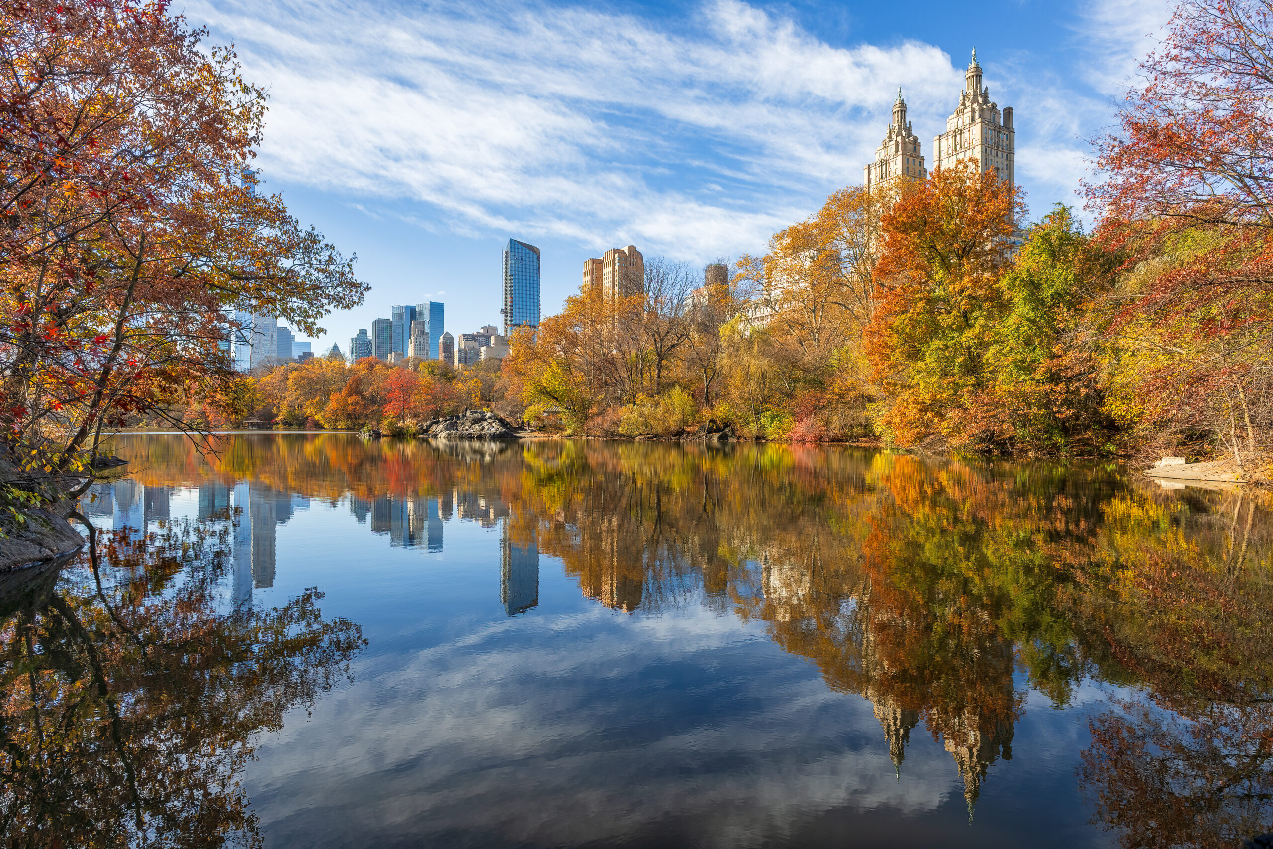 A peaceful corner of Central Park in Manhattan, New York City