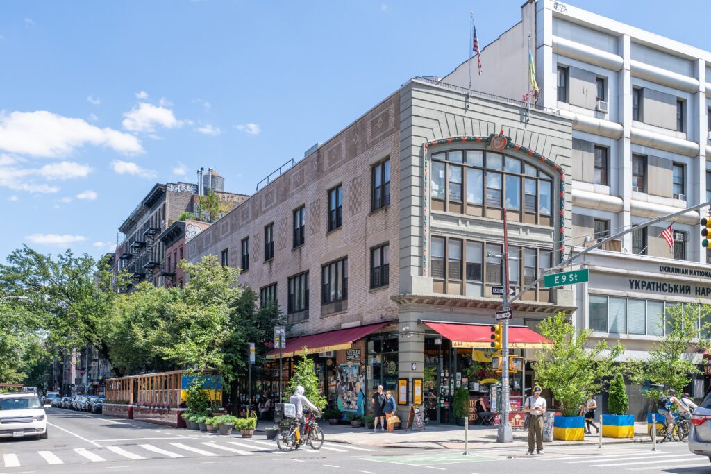 Veselka's red awnings at the corner of Second Avenue and East 9th Street in the East Village