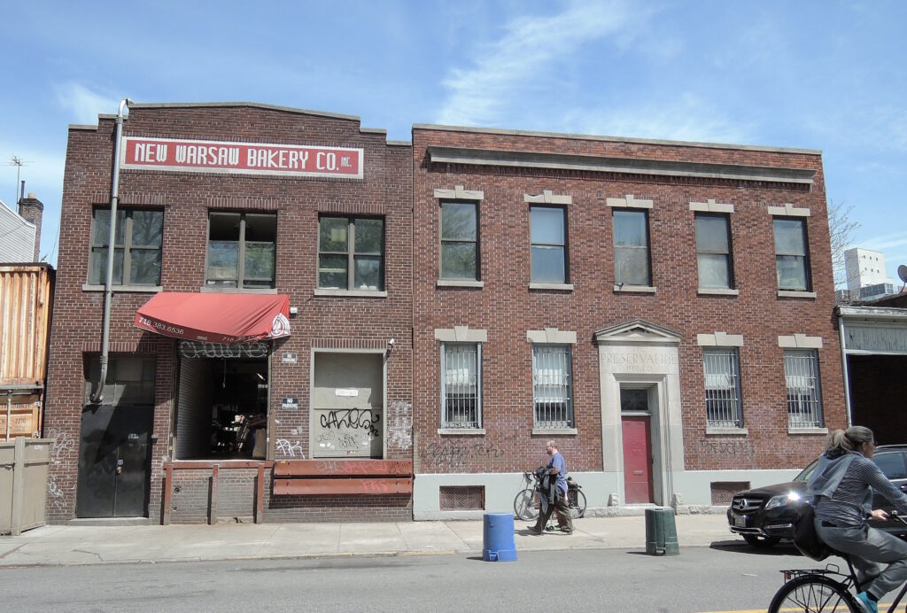The New Warsaw Bakery building on Lorimer Street in Greenpoint, Brooklyn