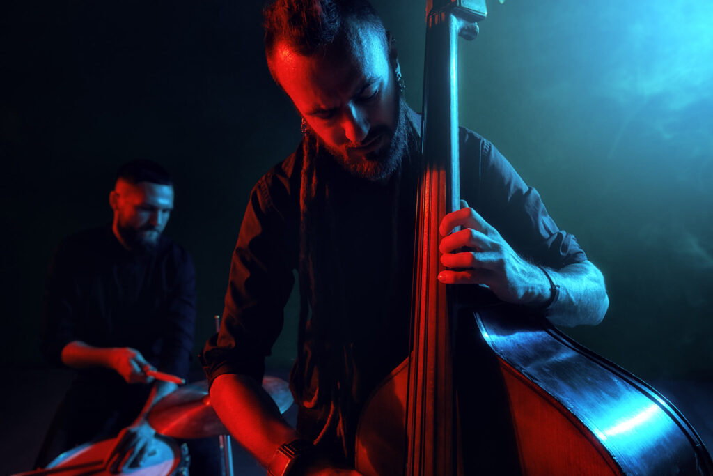 A jazz band playing live in a club