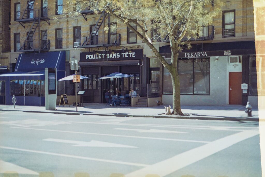 Restaurants with sidewalk tables on Amsterdam Avenue on the Upper West Side