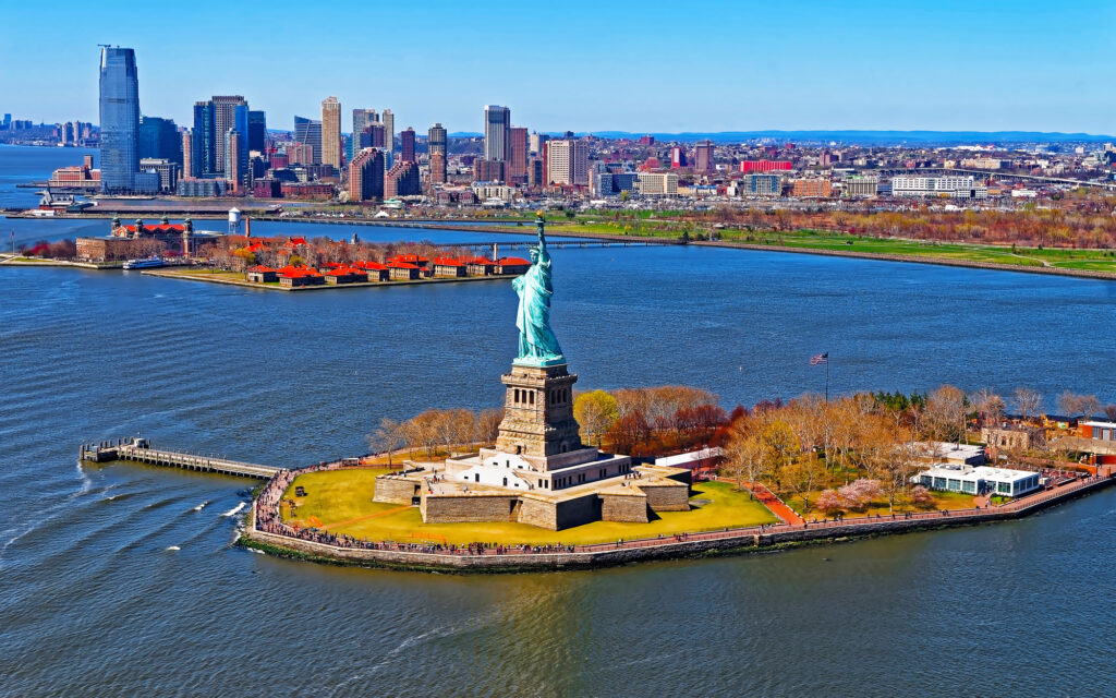 Statue of Liberty on Liberty Island in Upper New York Bay