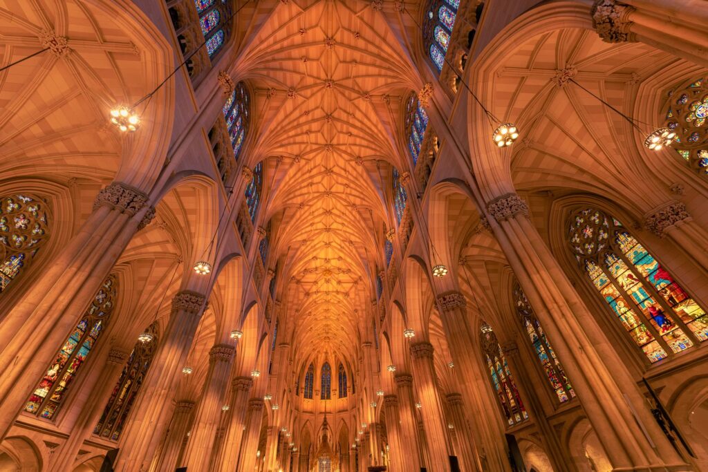 Gothic nave of St. Patrick's Cathedral, New York
