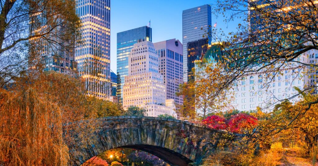 Autumn trees in Central Park, Manhattan, near the site of Seneca Village